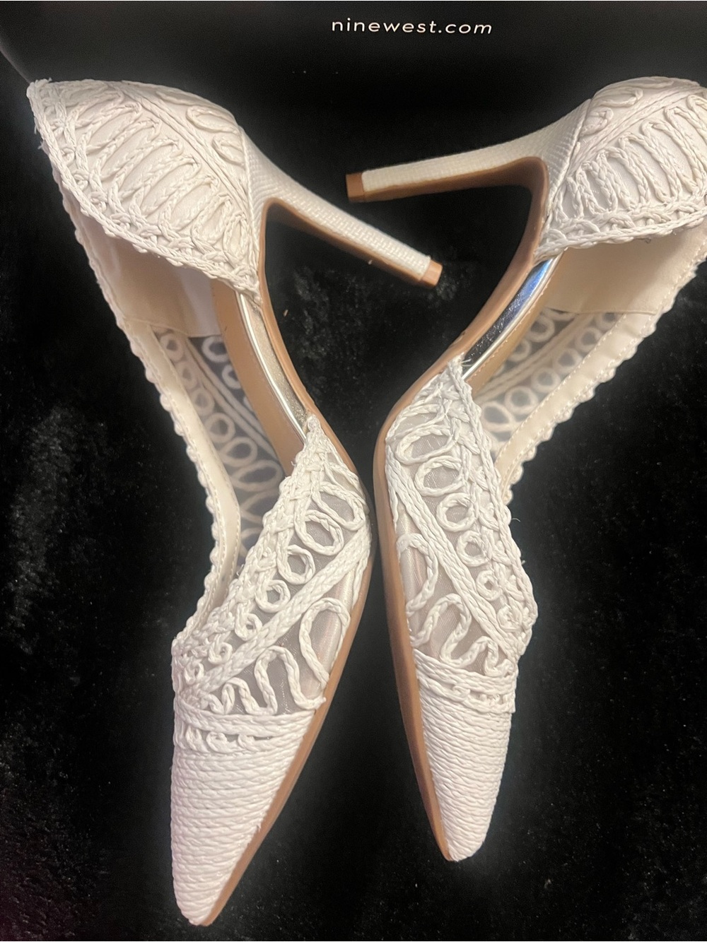 Nine West White Crochet Pointed Pumps - Picture 2 of 12